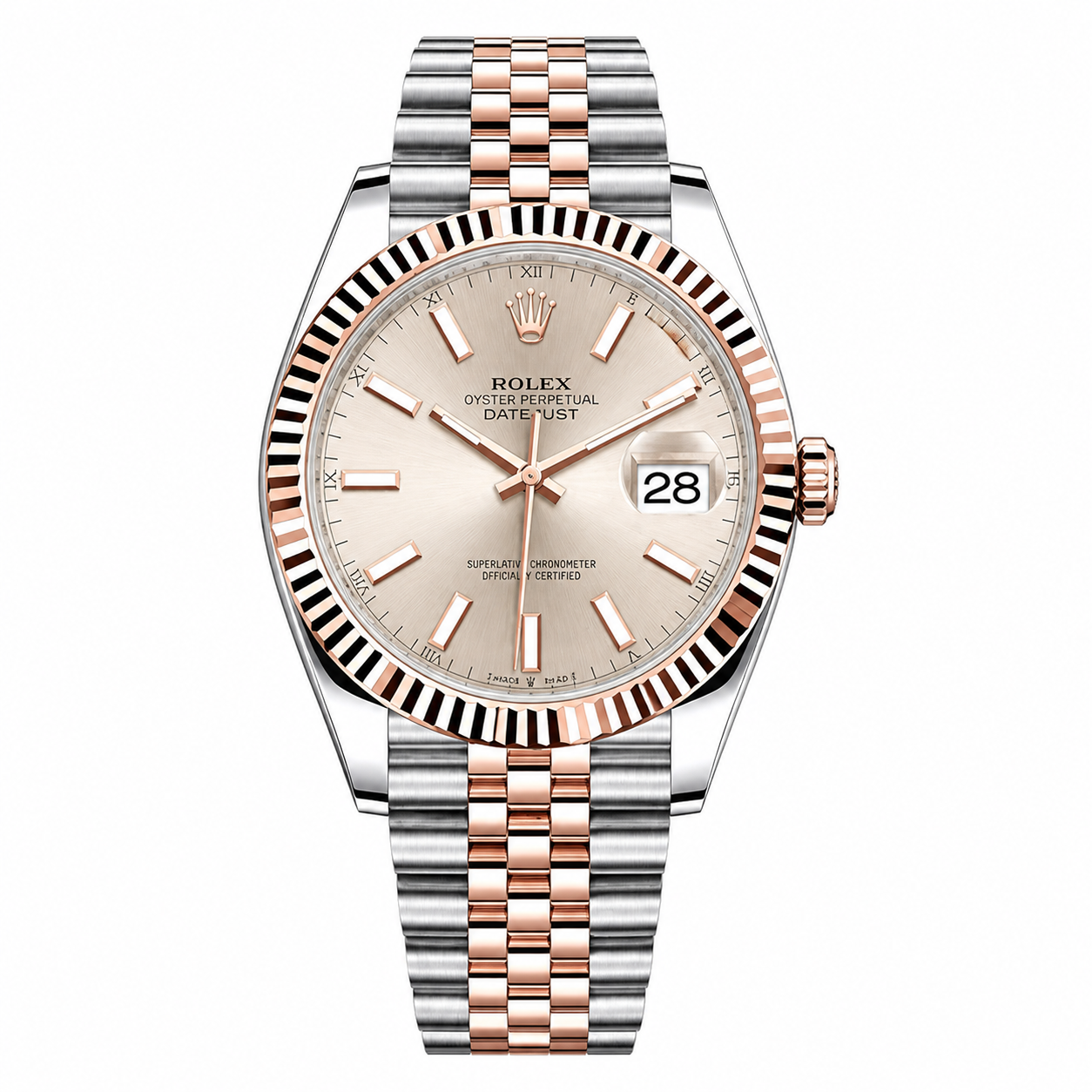 Datejust 41 Two-Tone Rose Gold - Silver Dial Index - Fluted Bezel