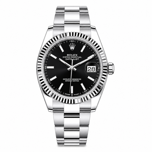 Datejust 41 Black Dial Index - Fluted Bezel